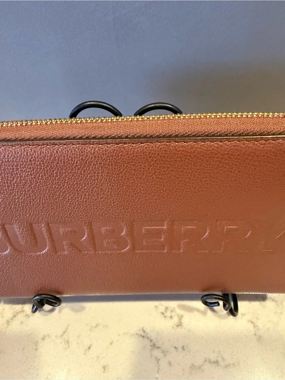 Burberry Brown Embossed Zip-Around Card Holder